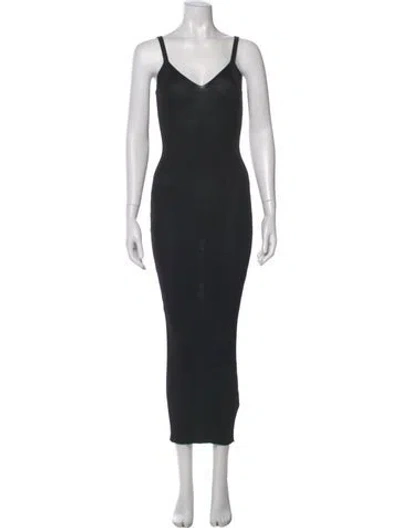 Pre-owned Our Legacy V-neck Long Dress In Black