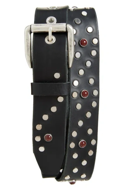 Our Legacy Vortex Studded Leather Belt In Black