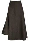 Our Legacy Waltz Asymmetric Wool Midi Skirt In Brown