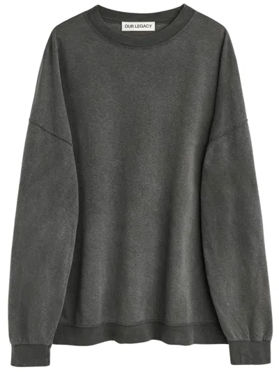 Our Legacy Washed Cotton-linen Stretch Sweater In Black