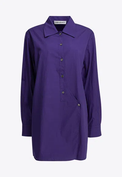 Our Legacy Wave Poplin Casual Shirt In Purple