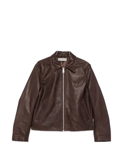 Our Legacy Waxed Leather Jacket In Brown