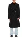 Our Legacy Oversize Double-breasted Coat Notched Lapels In Black