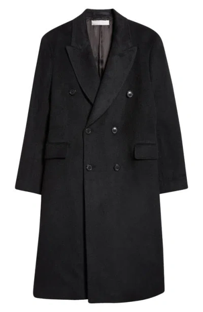 Our Legacy Whale Double Breasted Mohair Blend Coat In Black Hairy Wool