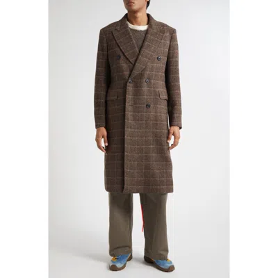 Our Legacy Whale Plaid Wool Coat In Brown