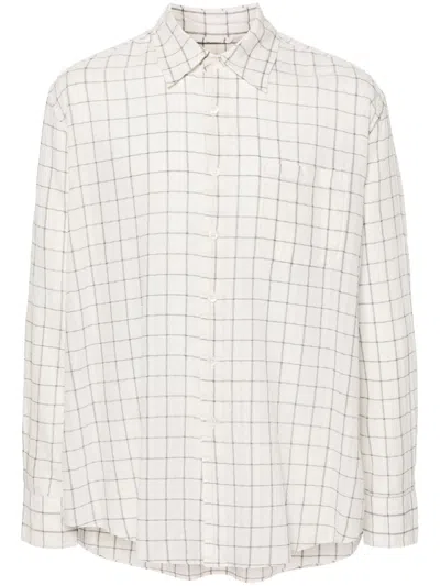 OUR LEGACY ABOVE CHECKED SHIRT - MEN'S - COTTON/RAYON/MOTHER OF PEARL