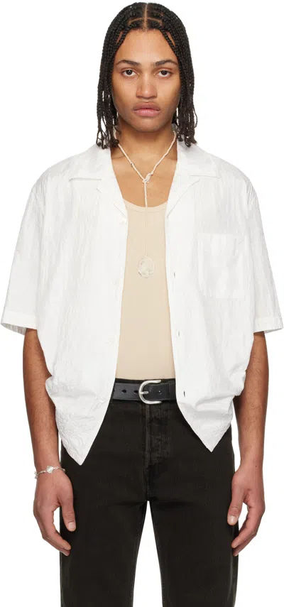 Our Legacy White Heusen Short Sleeve Shirt In White Flower Embroid