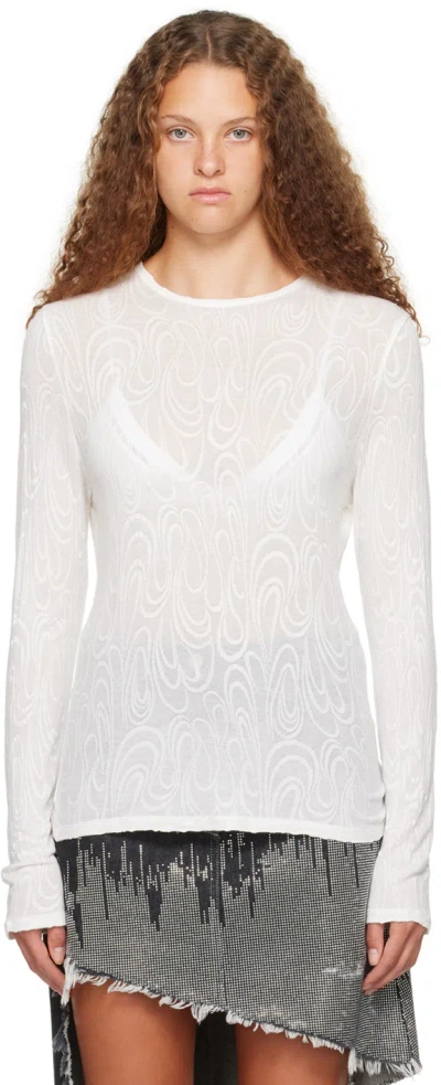 Our Legacy White Jacquard Long Sleeve T-shirt In White Psychedelic Sp