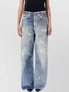 Our Legacy Wide Fit Digital Denim Print Trousers In Blue