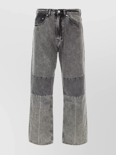 Our Legacy Wide Leg Denim Trousers With Contrast Stitching In Gray