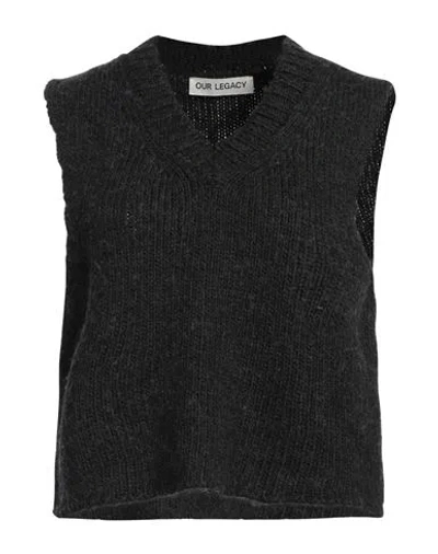 Our Legacy Woman Sweater Charcoal Size 8 Acrylic, Wool In Grey