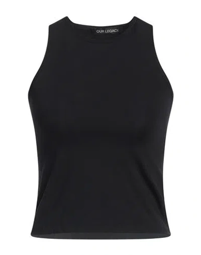 Our Legacy Woman Tank Top Black Size 8 Polyamide, Elastane