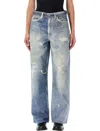 Our Legacy High Waist Boyfriend Jeans With Distressed Finish In Blu