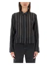 Our Legacy Shirt With Striped Pattern And Chest Pocket In Black