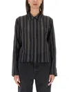 Our Legacy Shirt With Striped Pattern And Chest Pocket In Black