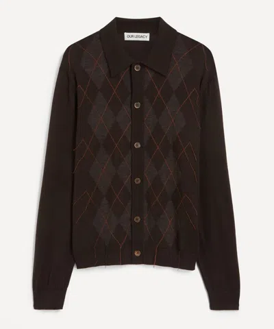 OUR LEGACY OUR LEGACY MENS EVENING PUB ARGYLE FINE WOOL POLO