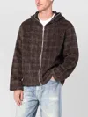 Our Legacy Textured Checkered Hooded Jacket With Long Sleeves In Brown