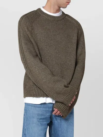 Our Legacy Wool Blend Crewneck Knit Sweater In Green