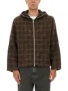 Our Legacy Textured Checkered Hooded Jacket With Long Sleeves In Multi