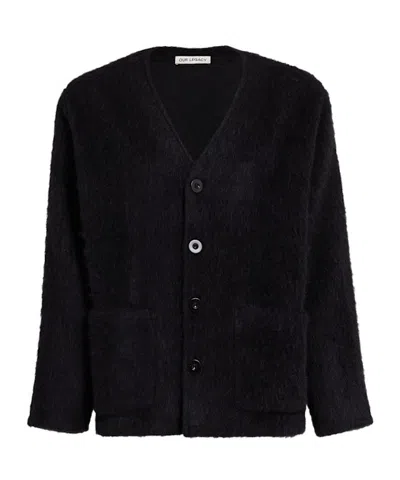 Our Legacy Wool Blend Knit Cardigan In Black