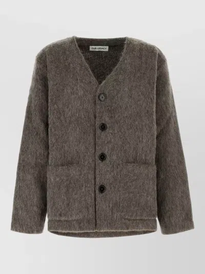 OUR LEGACY WOOL BLEND OVERSIZED CARDIGAN FRONT POCKETS