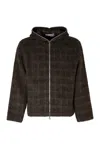 Our Legacy Textured Checkered Hooded Jacket With Long Sleeves In Brown