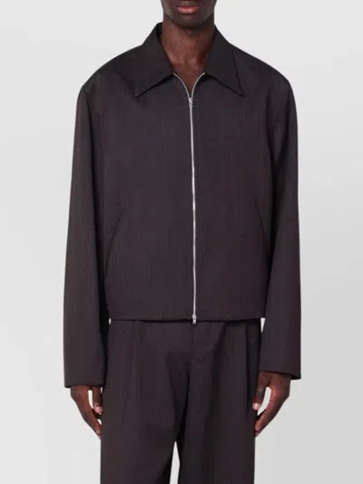 Our Legacy Wool Jacket With Zip And Pockets In Purple