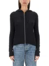 Our Legacy Hooded Zip-up Knit Sweater With Ribbed Details In Black
