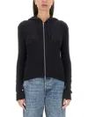 Our Legacy Hooded Zip-up Knit Sweater With Ribbed Details In Black
