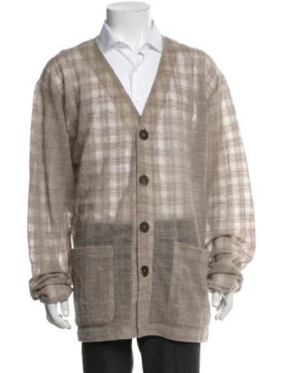 Pre-owned Our Legacy Wool Plaid Print Cardigan In Neutral