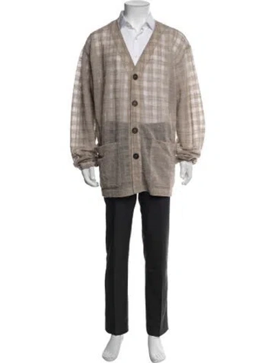 Pre-owned Our Legacy Wool Plaid Print Cardigan In Neutrals