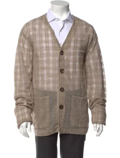 Pre-owned Our Legacy Wool Plaid Print Cardigan In Neutrals