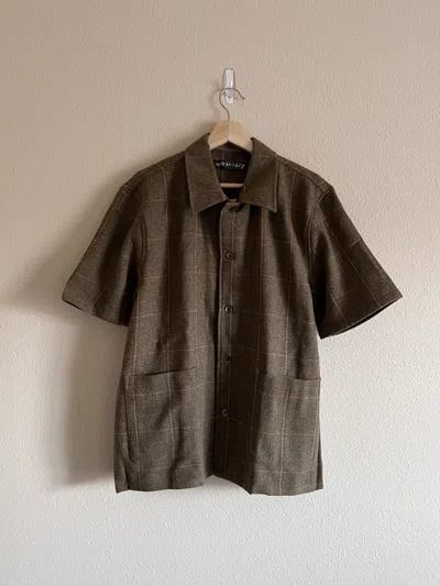 Pre-owned Our Legacy Wool Short Sleeve Elder Shirt Moor Check Country In Brown