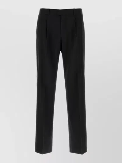 Our Legacy Wool Tailored Trousers Front Pleats Belt Loops In Black