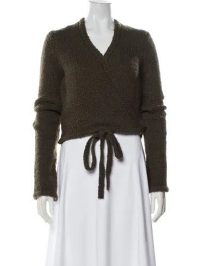 Pre-owned Our Legacy Wool V-neck Sweater In Green