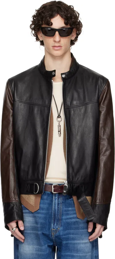 Our Legacy Emporio Armani Grande Trix Leather Jacket In Brown