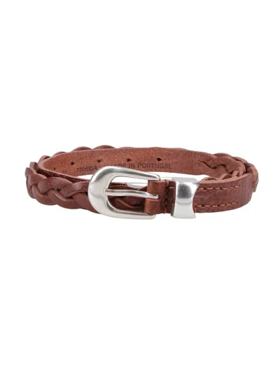 Our Legacy Woven Leather Belt 2 Cm In Brown