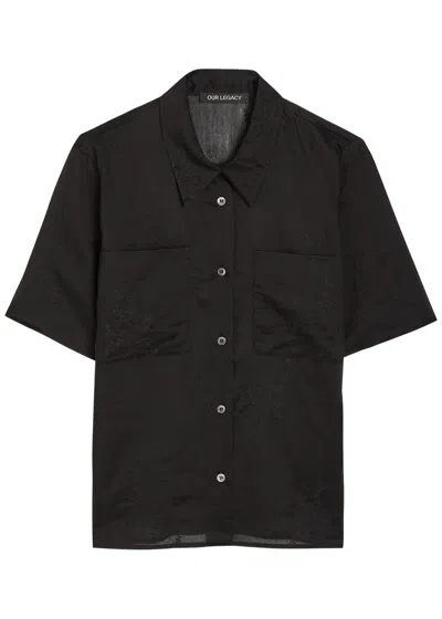 Our Legacy X-ray Embroidered Semi-sheer Chiffon Shirt In Black