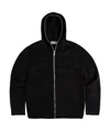 Our Legacy Textured Full Zip Hood Sweatshirt With Cozy Hood In Black