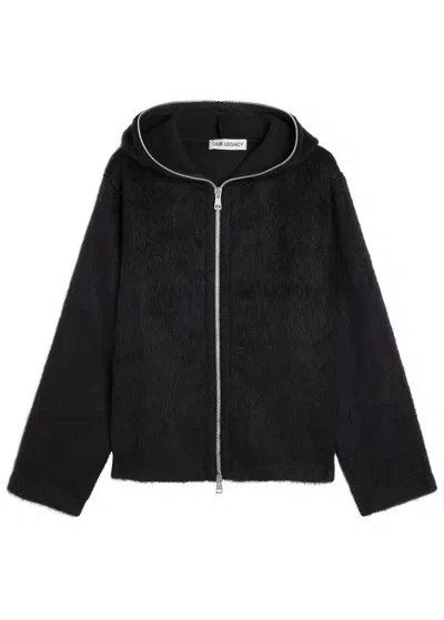 Our Legacy Zip-through Brushed Wool-blend Jumper In Black