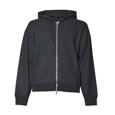 Our Legacy Zip-up Hoodie With Adjustable Drawstring And Ribbed Detailing In Black