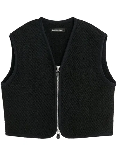 Our Legacy Black Top Vest In Evening Black Boucle