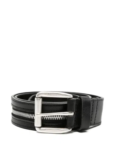 Our Legacy Zipped Leather Belt In Gray