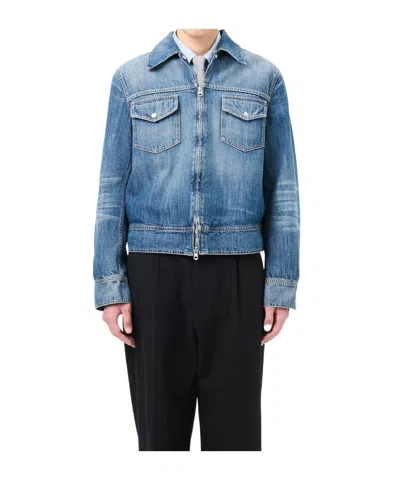 Our Legacy Zippered Denim Coat In Blue