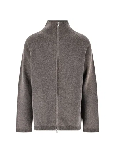 Our Legacy Zip-up High Neck Sweater Jacket In Brown