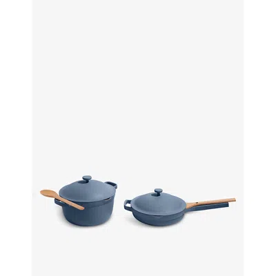 Our Place Blue Salt Home Cook Duo Ceramic Pot And Pan Two-piece Set Worth £270