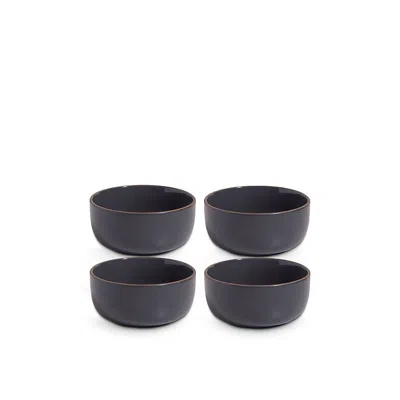 Our Place Contrast-rim Ceramic Soup Bowls Set Of Four Char