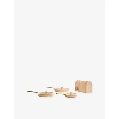 Our Place Cream Essentials Pan Trio Eight-piece Aluminium Set In Pink