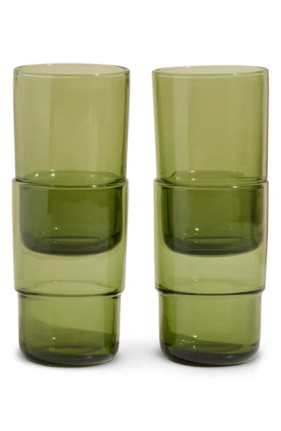 Our Place Night & Day Set Of 4 Tall Glasses In Green