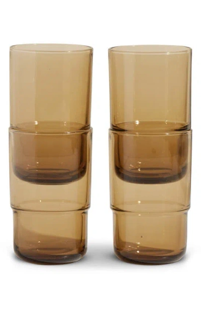 Our Place Night & Day Set Of 4 Tall Glasses In Brown